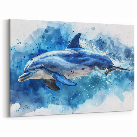 Vibrant Dolphin Wall Art - Colorful Marine Life Canvas Print