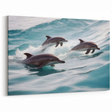 Playful Dolphins Wall Art - Lively Marine Life Canvas Print