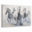 Horse Wall Art - Majestic White Horses Running Through Water - Canvas Print
