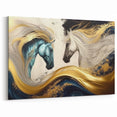 Elegant Horse Wall Art - Dual Horses with Gold Accents - Canvas Print