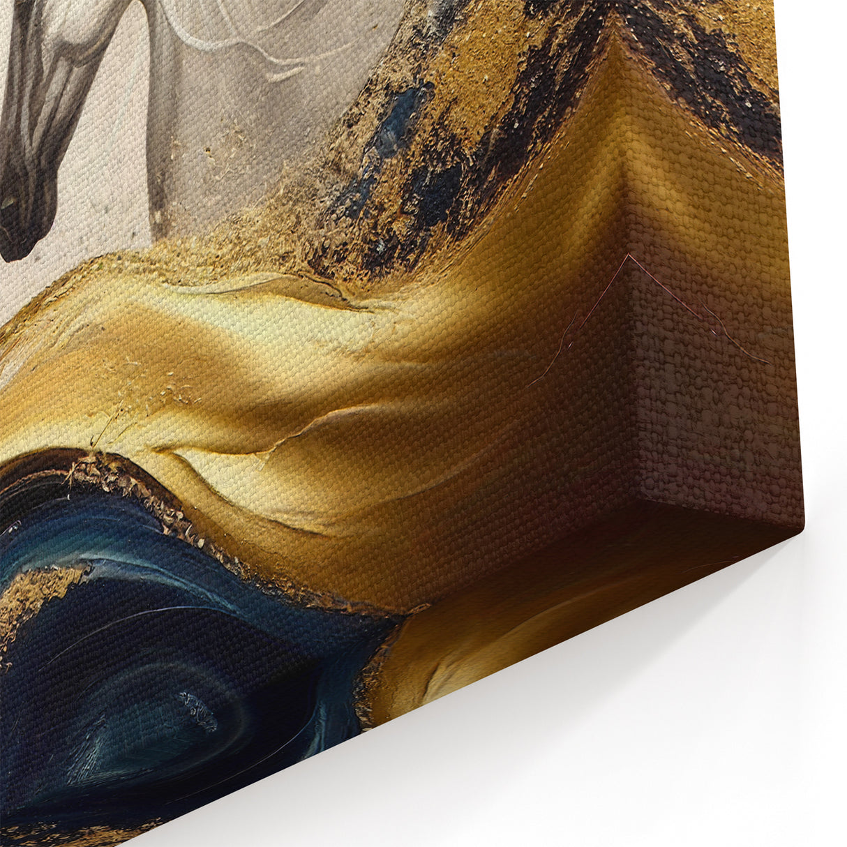 Elegant Horse Wall Art - Dual Horses with Gold Accents - Canvas Print