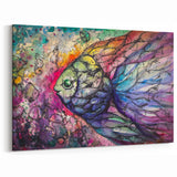 Abstract Fish Art Print - Vibrant Marine Life Canvas for Coastal Decor