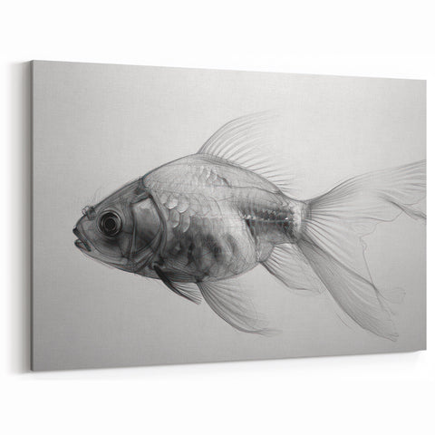 Minimalist Fish Wall Art - Monochrome Marine Life Canvas for Modern Decor