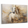 Dynamic White Horse Wall Art - Vibrant Equestrian Canvas Print Decor