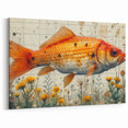 Golden Fish and Wildflowers Wall Art - Canvas, Framed & Acrylic