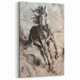 Powerful Brown Horse Wall Art - Rustic Equestrian Canvas Print Decor