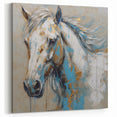 Vibrant Horse Wall Art - Blue and Gold Equestrian Canvas Print Decor