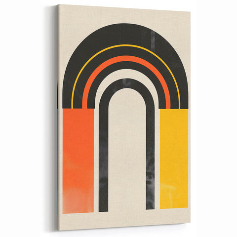 Minimalist Abstract Art - Modern Geometric Design in Black, Orange, Yellow