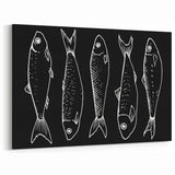 Minimalist Fish Wall Art - Black and White Canvas Print - Modern Decor