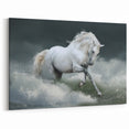 Majestic White Horse Wall Art - Powerful Equestrian Canvas Print Decor