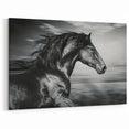 Black Horse in Motion Wall Art - Sleek Equestrian Canvas Print Decor