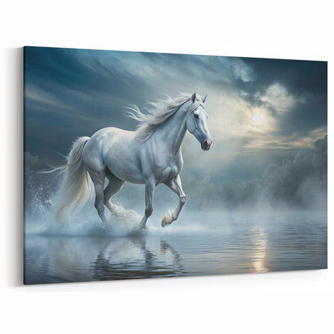 Enchanted White Horse Wall Art - Mystical Equestrian Canvas Print Decor
