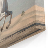 Graceful White Horse in Desert Wall Art - Elegant Equestrian Canvas