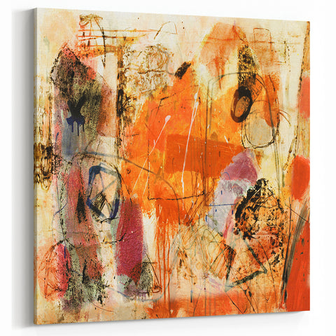 Vibrant Abstract Line Art - Dynamic Strokes and Geometric Canvas Print