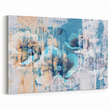 Textured Abstract Floral Strokes - Modern Teal and Beige Canvas Art