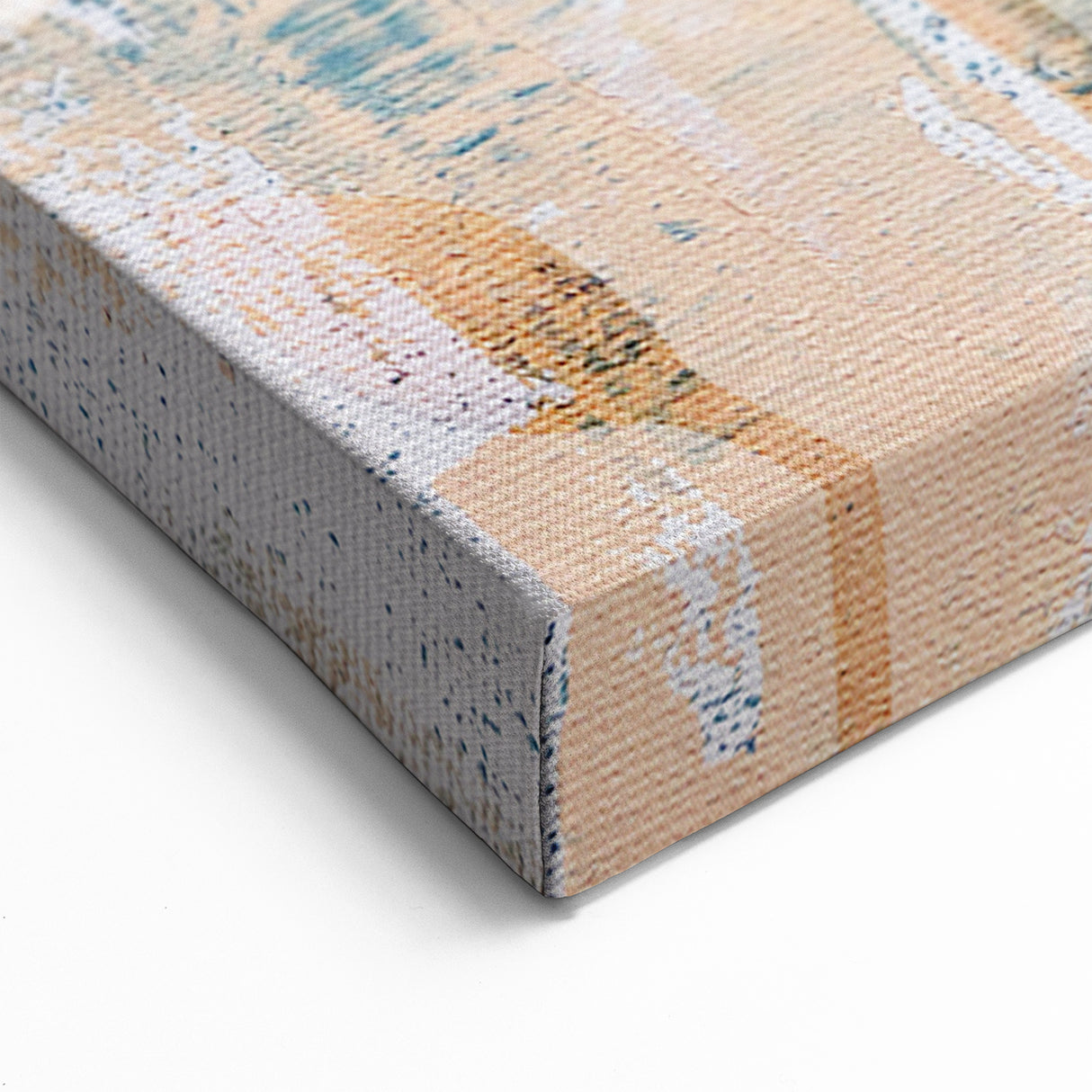 Textured Abstract Floral Strokes - Modern Teal and Beige Canvas Art