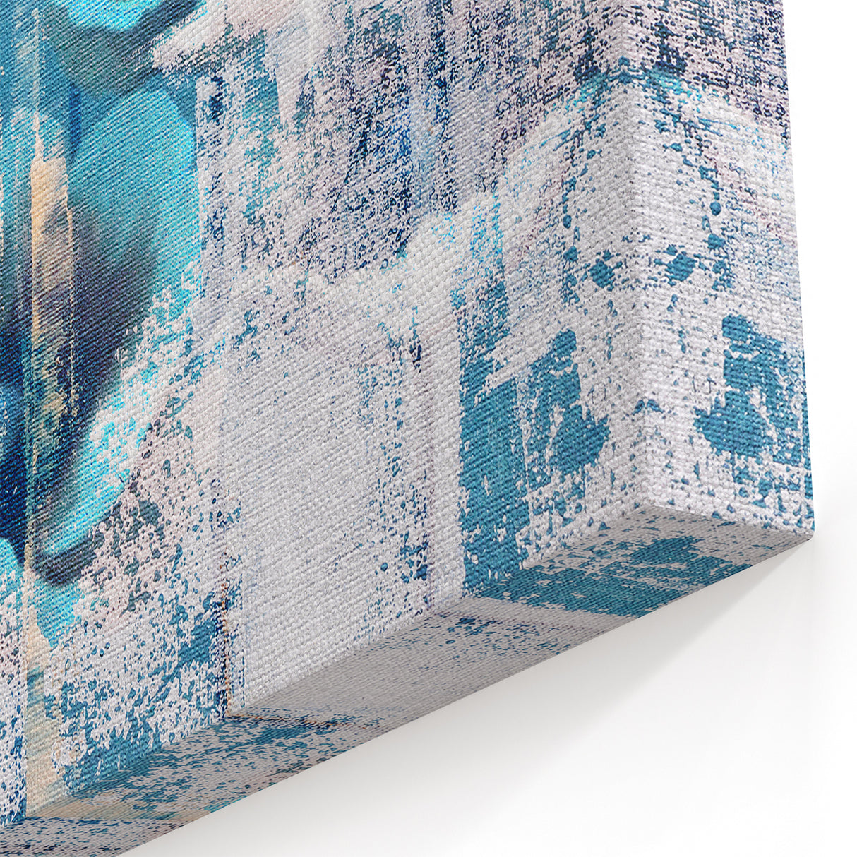 Textured Abstract Floral Strokes - Modern Teal and Beige Canvas Art