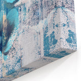 Textured Abstract Floral Strokes - Modern Teal and Beige Canvas Art