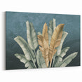 Modern Tropical Leaf Art - Green and Gold Botanical Canvas Decor