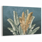 Modern Tropical Leaf Art - Green and Gold Botanical Canvas Decor