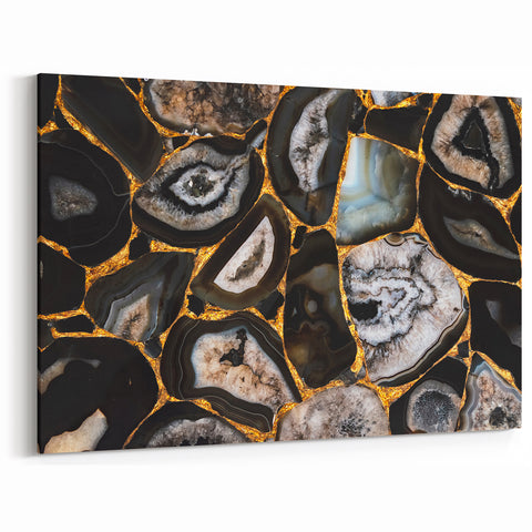 Abstract Nature Prints - Bold Geode Patterns with Gold Accents Canvas