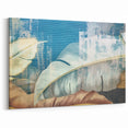 Modern Botanical Abstract Art - Teal and Beige Leaf Canvas Decor
