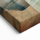 Modern Botanical Abstract Art - Teal and Beige Leaf Canvas Decor