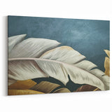 Modern Botanical Leaves Art - Elegant Teal and Gold Canvas Decor