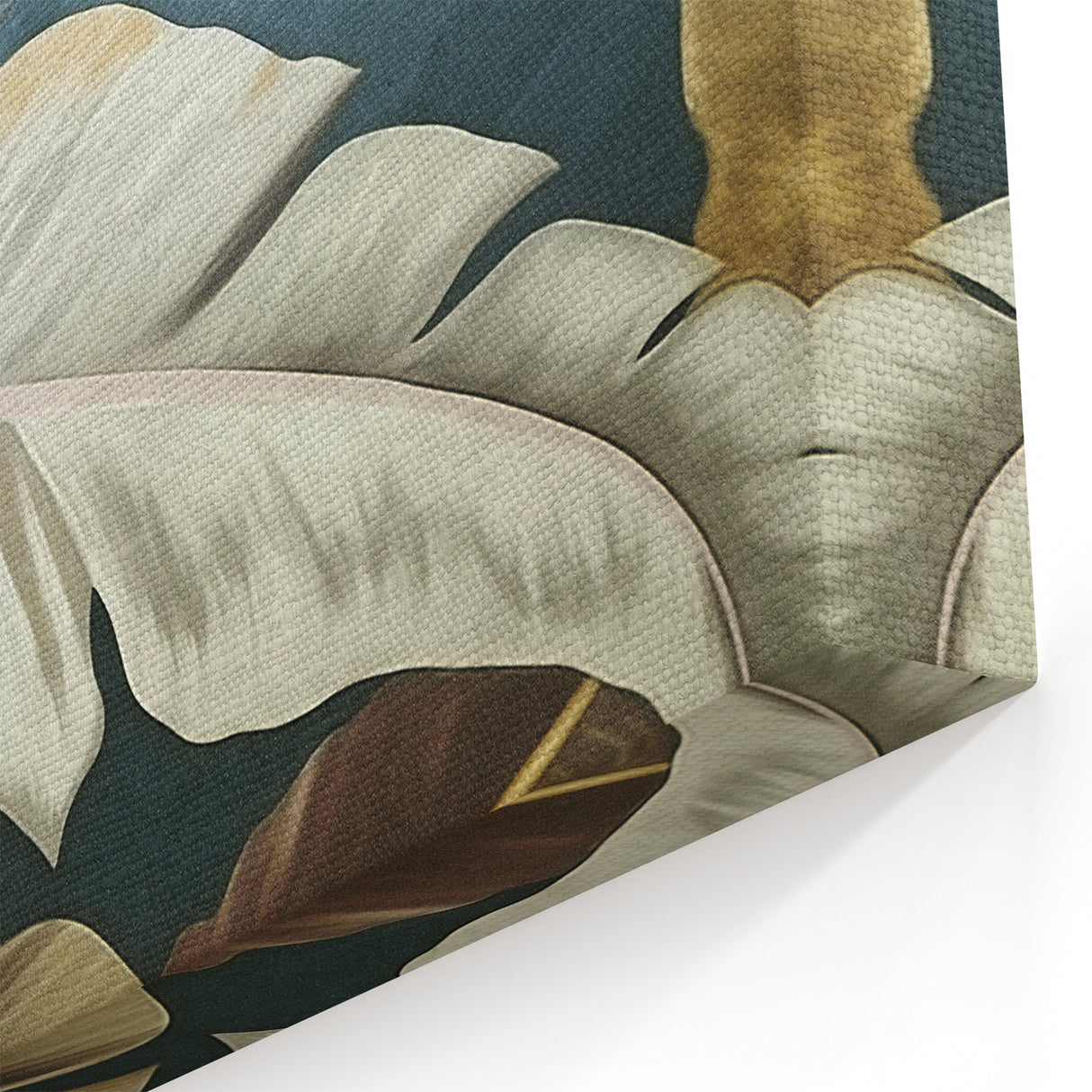 Modern Botanical Leaves Art - Elegant Teal and Gold Canvas Decor