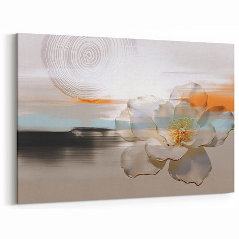 Modern Floral Abstract Art - Elegant Sunset and Bloom Canvas Decor