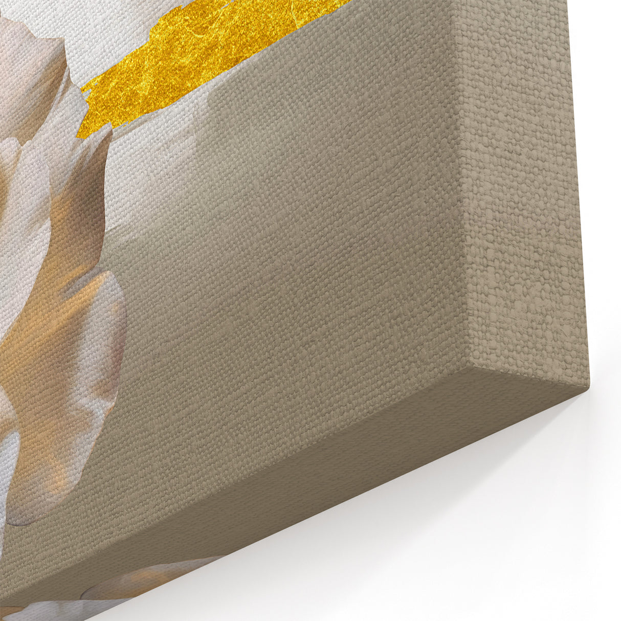 Golden Floral Abstract Line Art - Modern Strokes & Lines Canvas Print