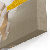 Golden Floral Abstract Line Art - Modern Strokes & Lines Canvas Print