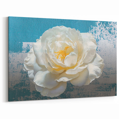 Teal & Cream Floral Abstract Line Art - Modern Strokes Canvas Print