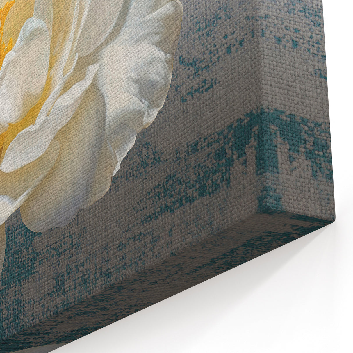 Teal & Cream Floral Abstract Line Art - Modern Strokes Canvas Print