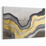 Gold & Gray Geometric Line Art - Modern Abstract Strokes Canvas Print