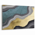 Teal & Gold Geometric Line Art - Modern Abstract Strokes Canvas Print