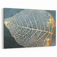 Golden Leaf Skeleton Art - Modern Nature-Inspired Abstract Canvas
