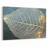 Golden Leaf Skeleton Art - Modern Nature-Inspired Abstract Canvas