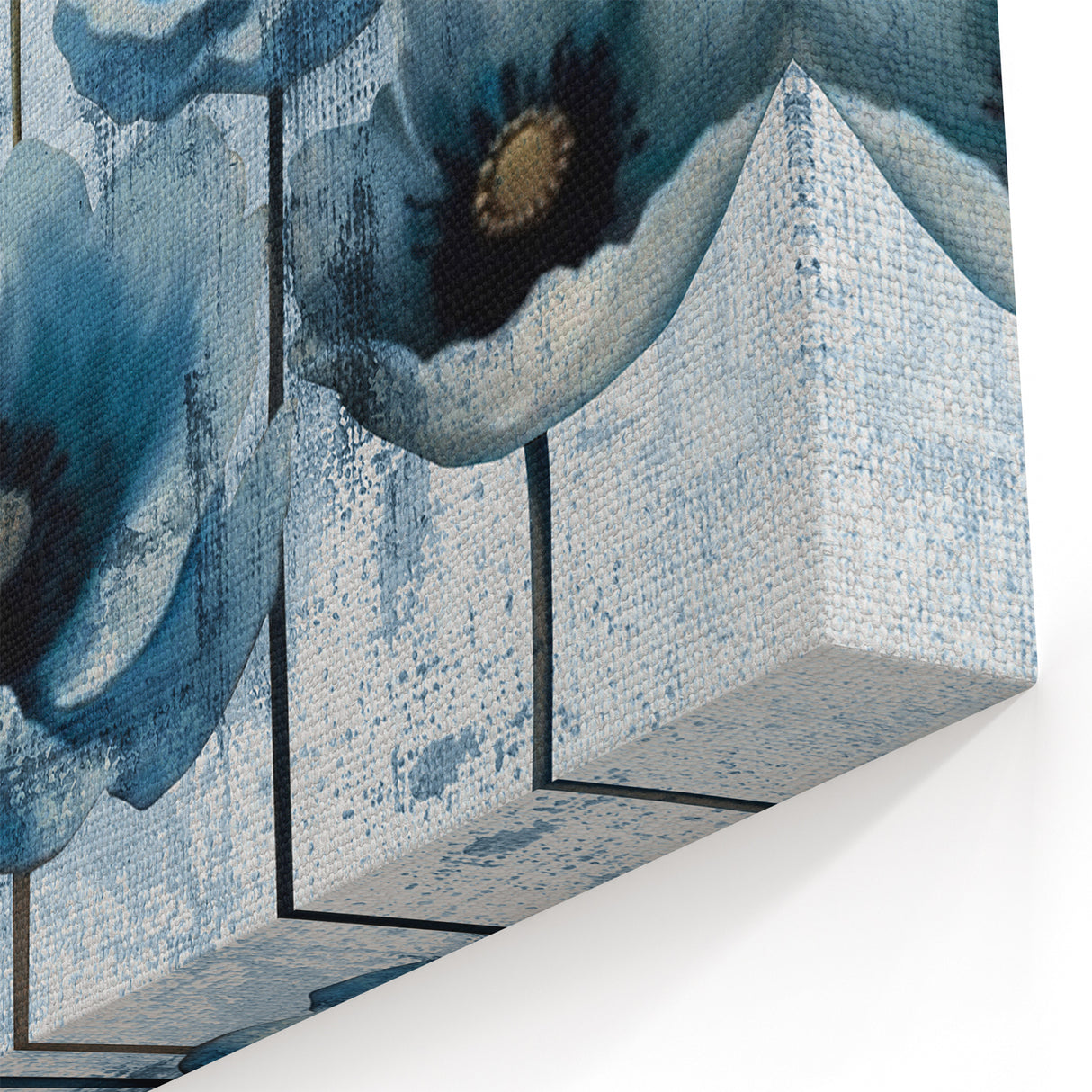 Blue Floral Abstract Art - Modern Elegant Poppy Flowers Canvas Print