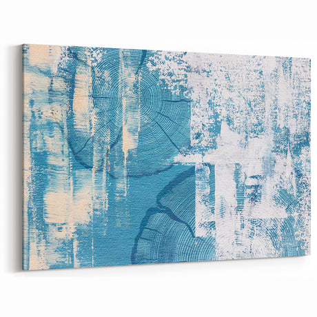Blue Woodgrain Abstract Art - Modern Coastal Canvas Print
