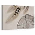 Feather & Tree Rings Art - Rustic Nature-Inspired Canvas Print