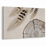Feather & Tree Rings Art - Rustic Nature-Inspired Canvas Print