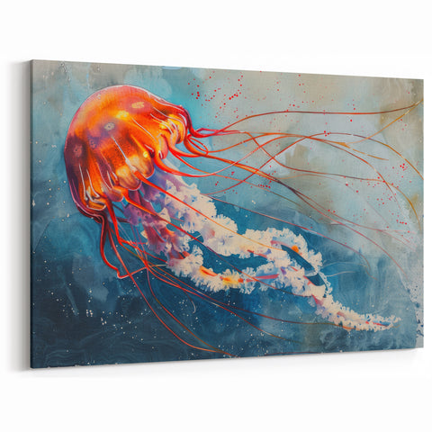 Fiery Jellyfish Wall Art - Dynamic Marine Life Canvas & Framed Prints