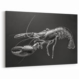 Monochrome Lobster Wall Art - Sleek Marine Life Canvas & Framed Print