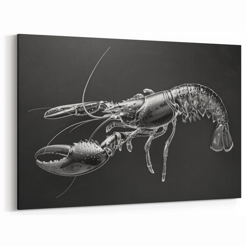 Monochrome Lobster Wall Art - Sleek Marine Life Canvas & Framed Print