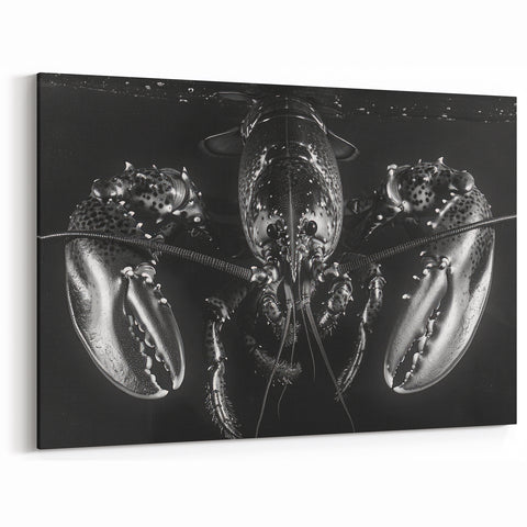 Black and White Lobster Art - Modern Marine Life Canvas & Framed Decor