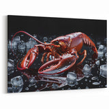 Lobster with Ice Art - Elegant Marine Life Canvas & Framed Wall Decor