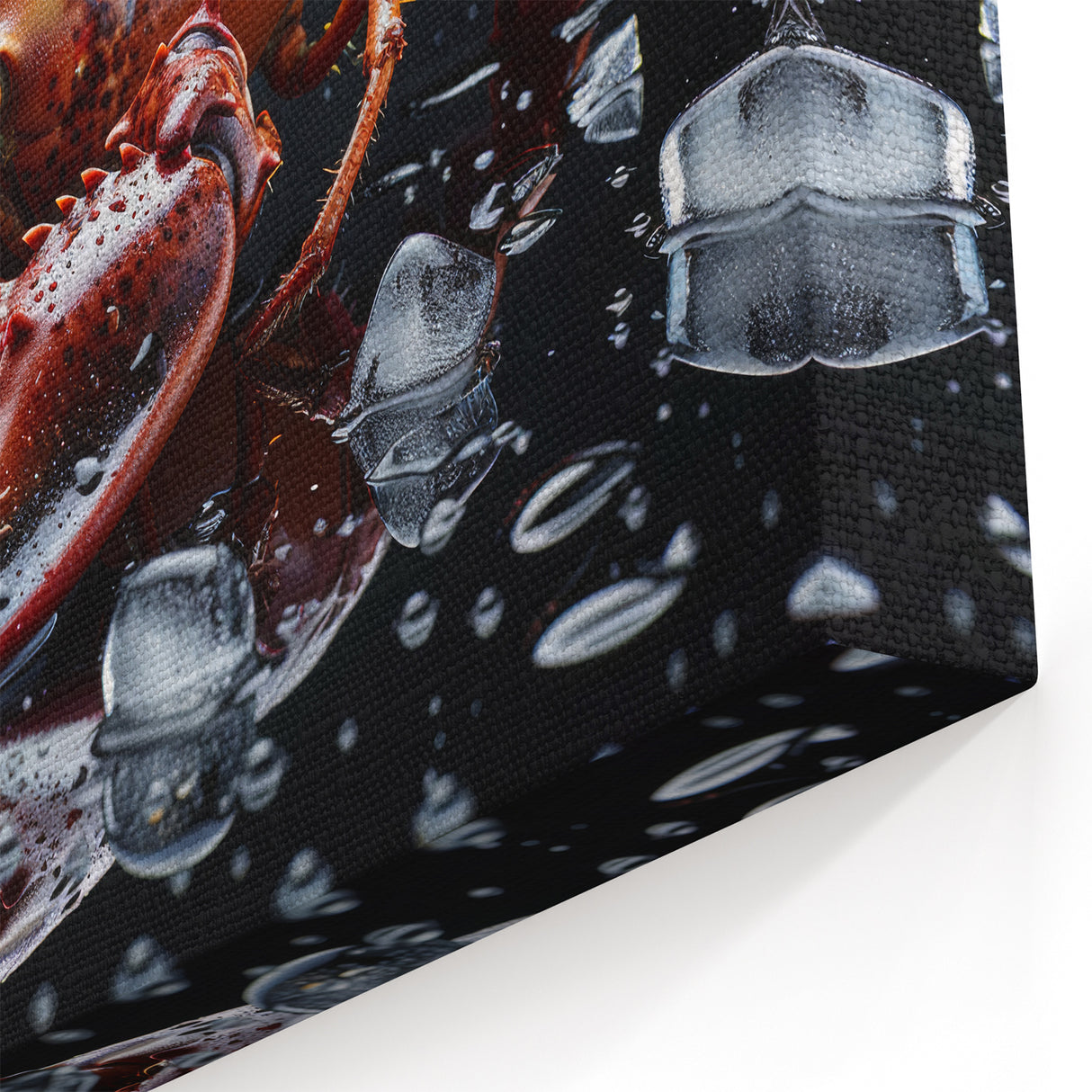 Lobster with Ice Art - Elegant Marine Life Canvas & Framed Wall Decor
