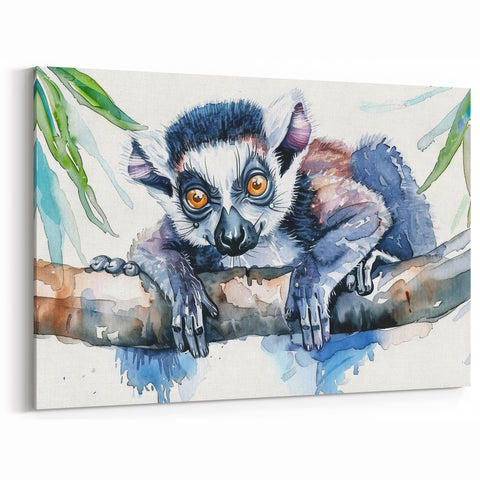 Exotic Lemur Canvas Print - Vibrant Lemur Wall Art for Tropical Decor