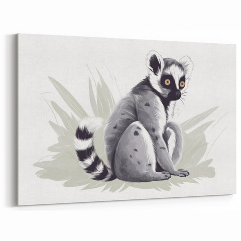 Monochrome Lemur Art Poster - Modern Wildlife Wall Decor for Home